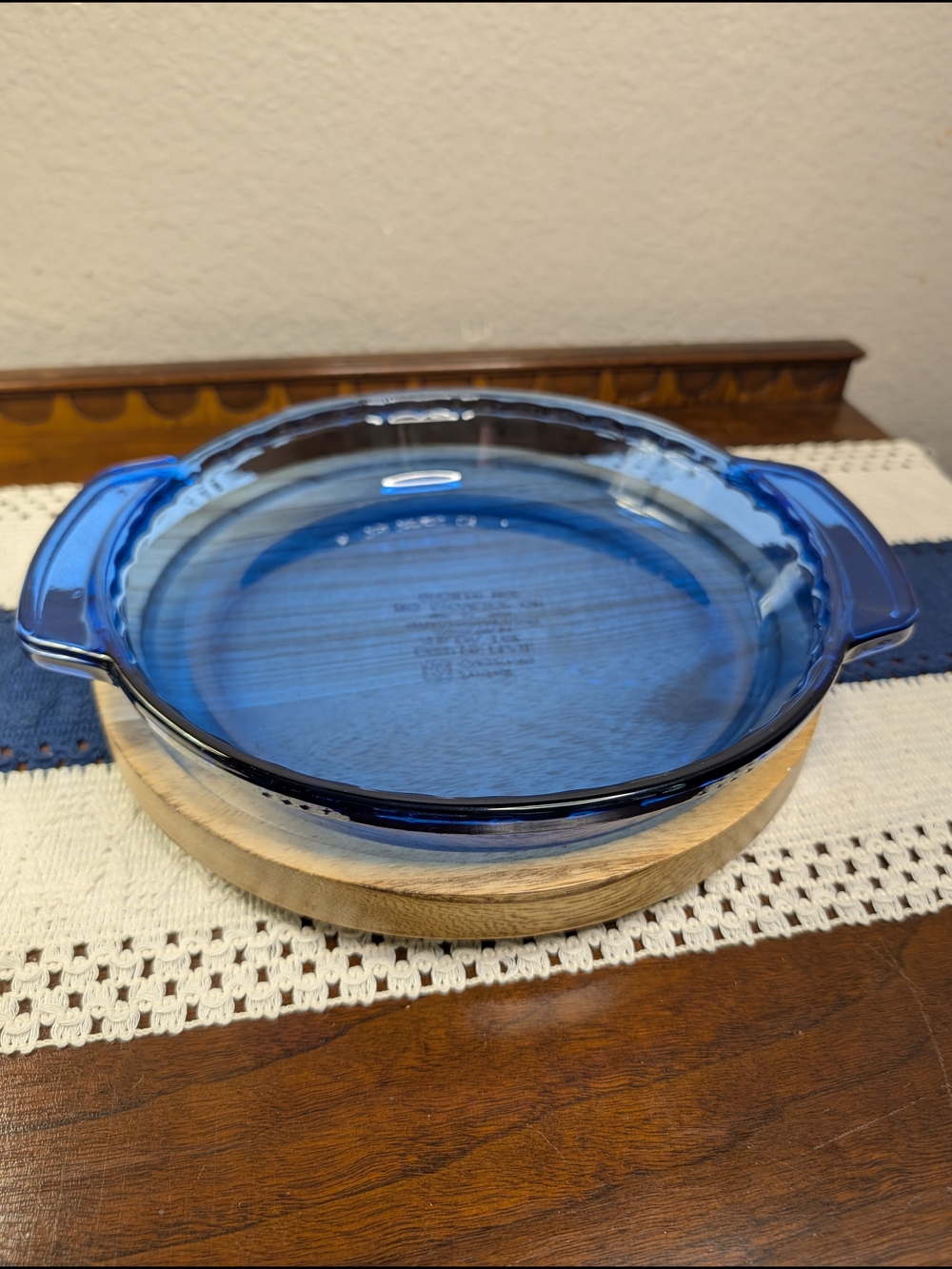 Vintage Anchor Hocking Cobalt Blue Glass Round 9" Deep Pie Plate Baking Dish